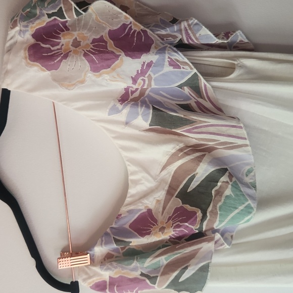 NWT Free People Annka One‎ Shoulder Floral Bubble Blouse, Size L - Picture 7 of 8